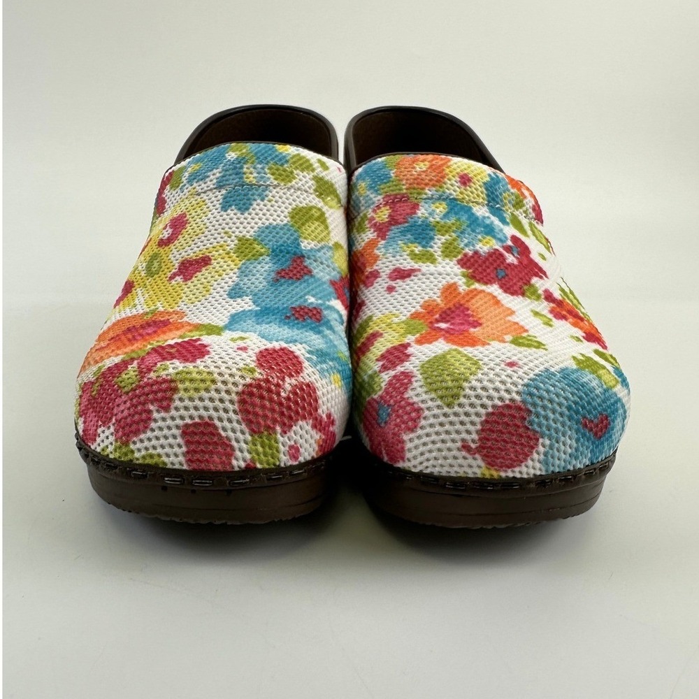 Sanita Floral Clog Slip On Mesh Vegan White Pink Blue Green Yellow Women 40 US 9 - Picture 3 of 11